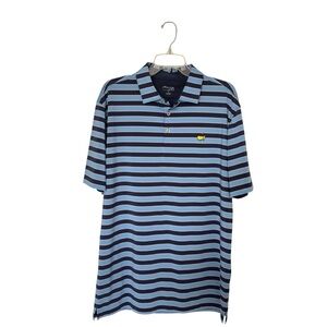 Masters‎ Tech Blue Striped Pin Stripe Performance Golf Polo Shit Large
